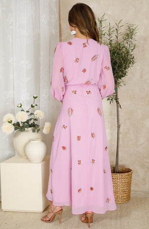 hope&ivy kara embellished wrap dress in pink (back)