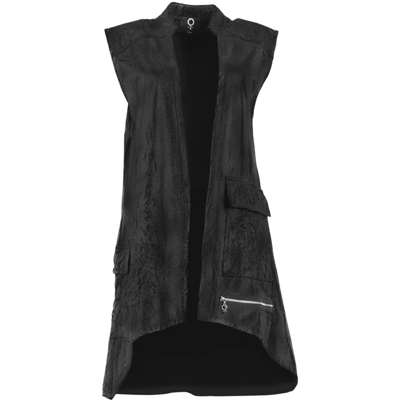 mysoul nappa velour waistcoat in black (front)