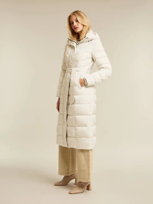 beaumont zahra long puffer coat in off white (side)