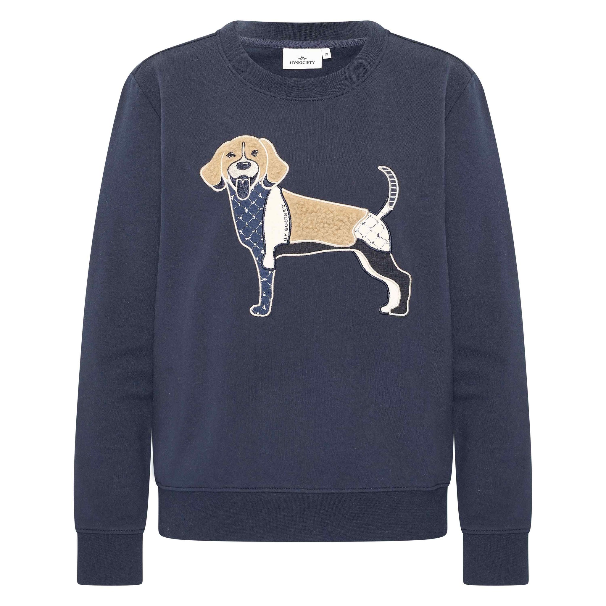 HV beagle embroidered sweater in navy (front)