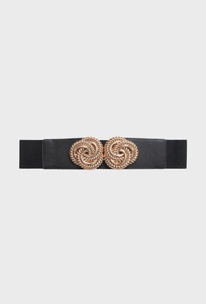 Buckle swirl belt in gold (front)