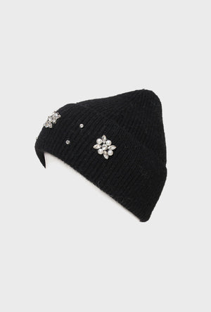 pearl & diamond beanie in black