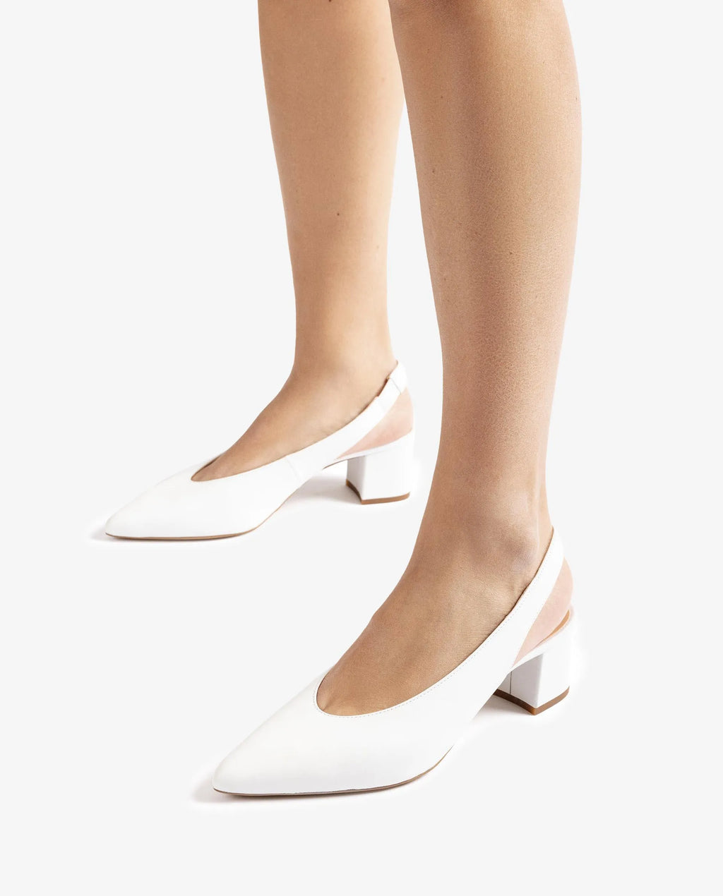 unisa jensen point toe slingbacks in white