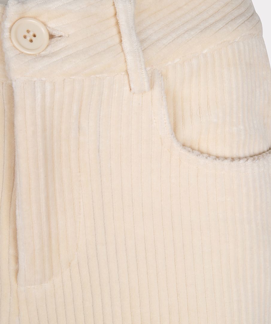 Esqualo soft corduroy flare trousers in off white (detail)