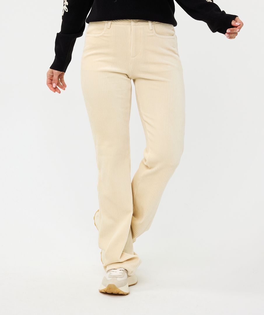 Esqualo soft corduroy flare trousers in off white (front)