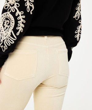 Esqualo soft corduroy flare trousers in off white (detail)