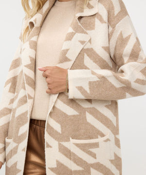 esqualo houndstooth cardigan in beige/off white (detail)