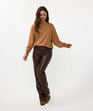 Esqualo glitter stitch knit jumper in caramel (front)