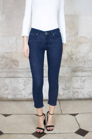 no2moro juliet 3/4 denim jeans in dark denim (front)