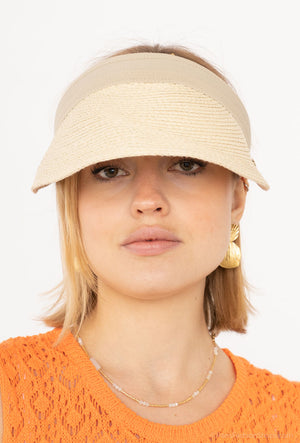 Straw visor with taupe band (front)