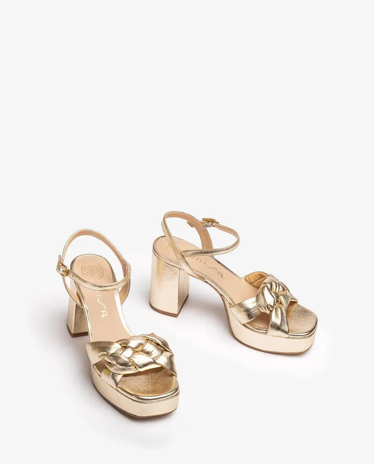 unisa olney braided chunky sandal in gold