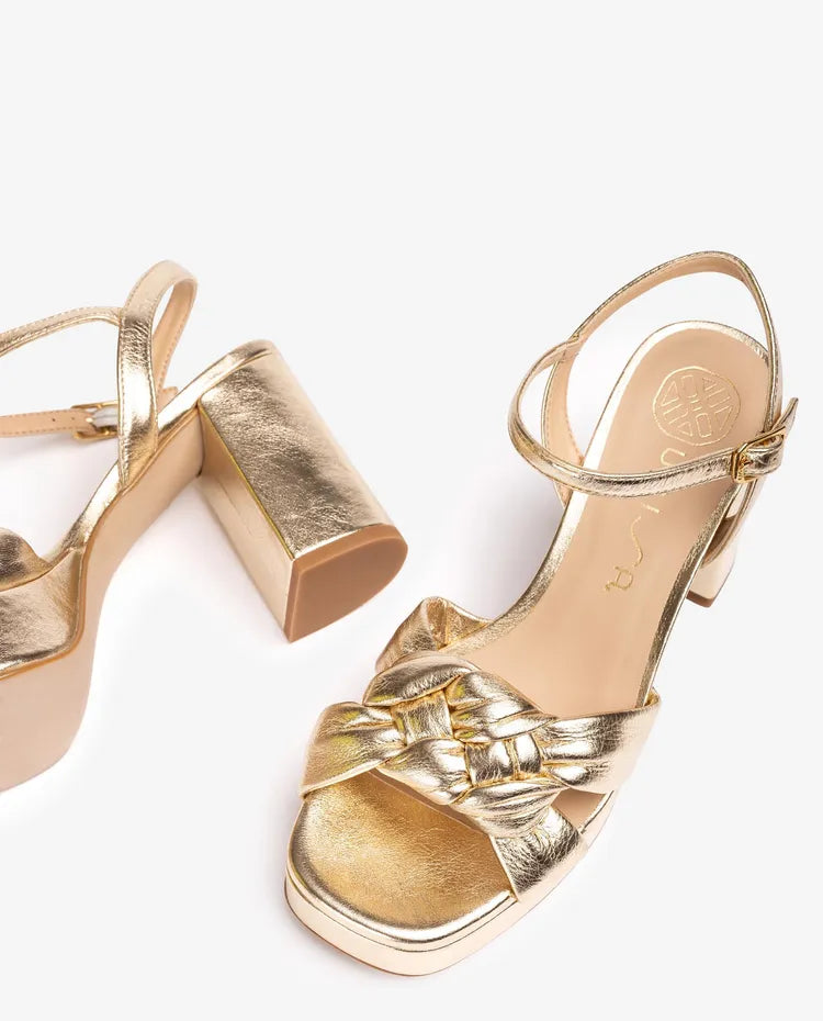 unisa olney braided chunky sandal in gold