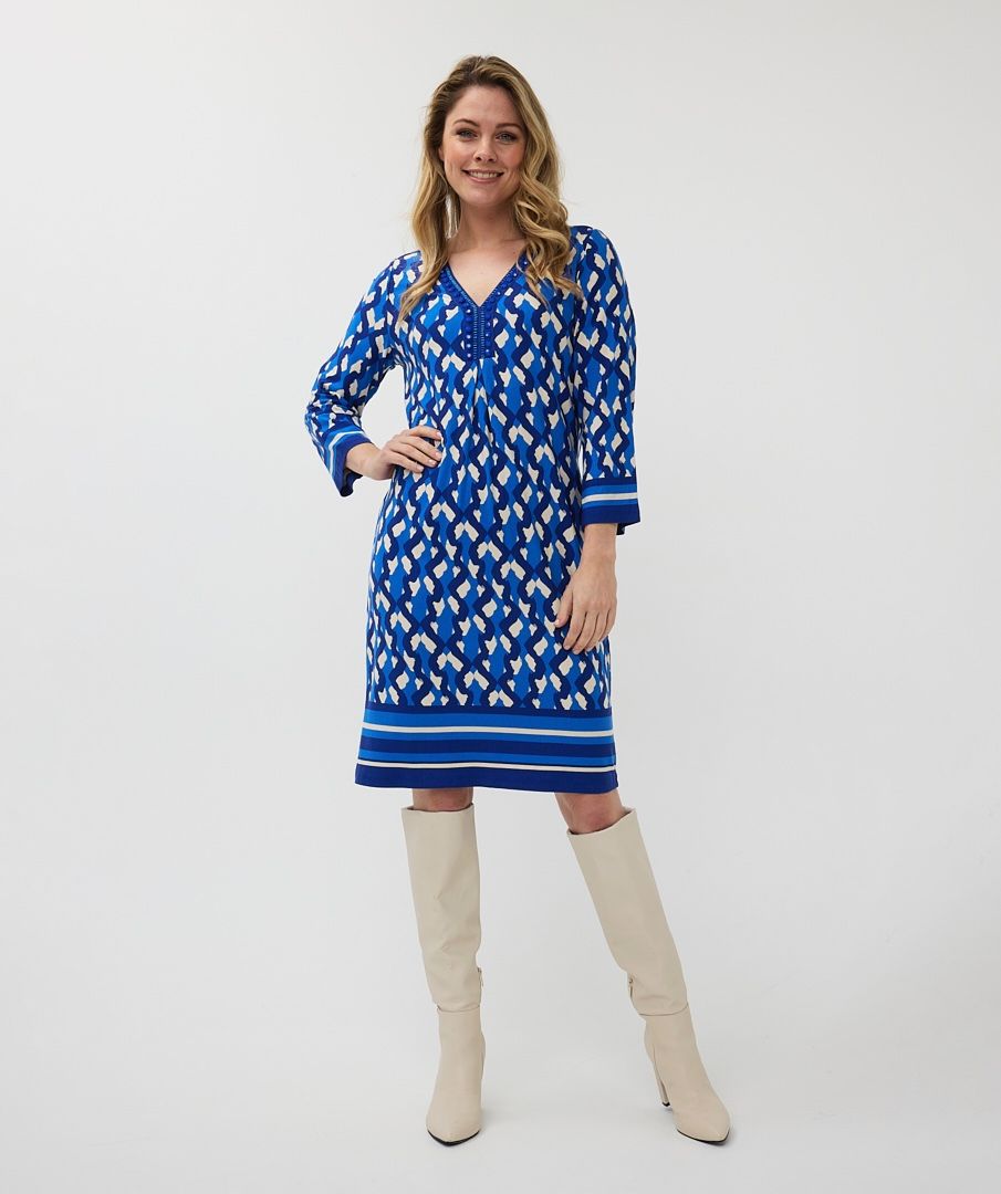 esqualo printed swing dress in blue