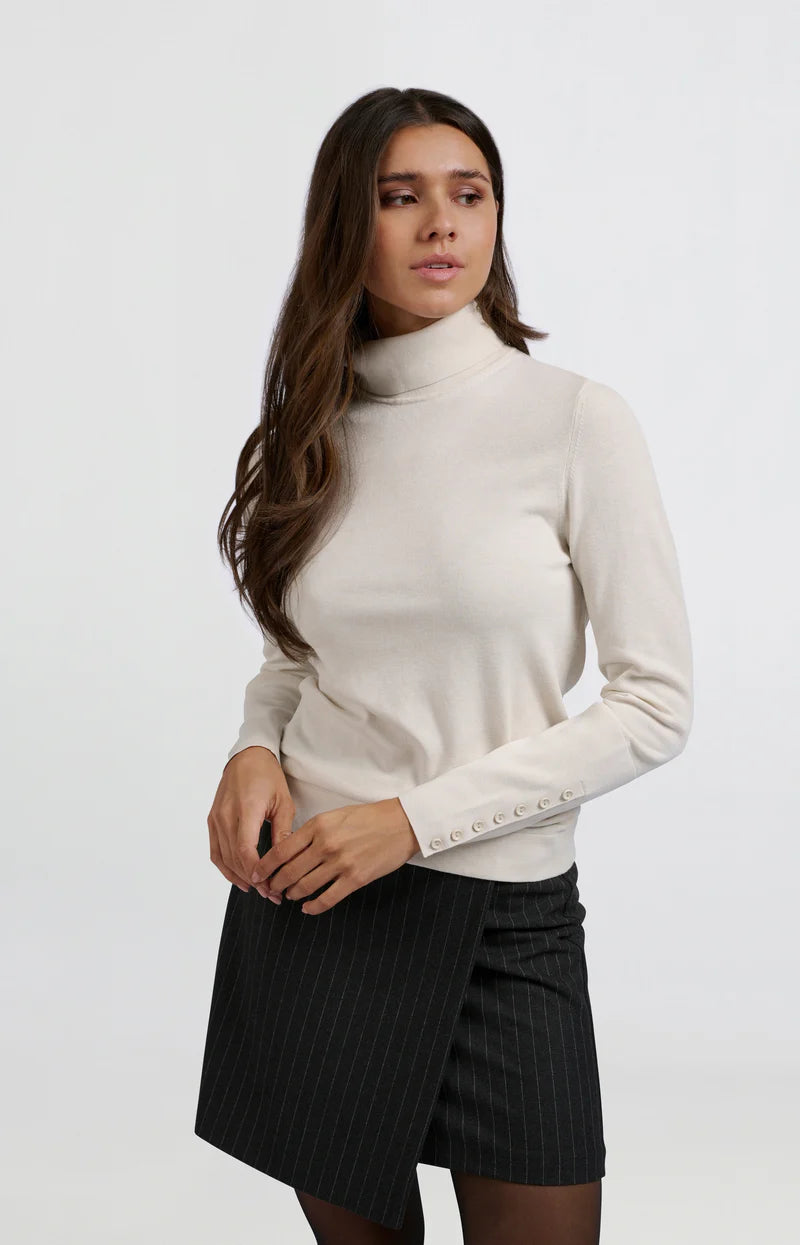 yaya button detail turtleneck in stone (front)