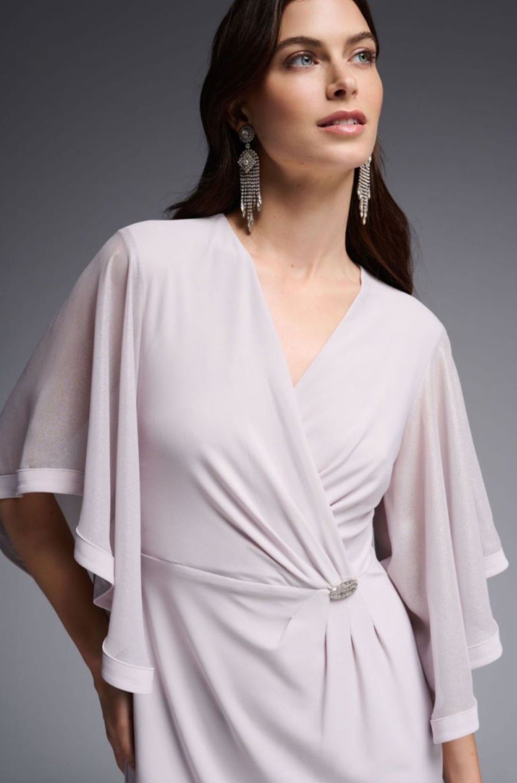 Joseph Ribkoff Chiffon Sleeve Dress in stone